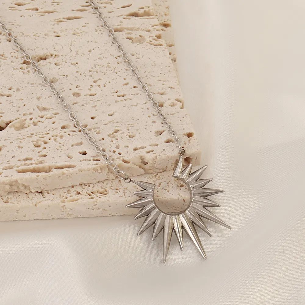 Silver sun necklace