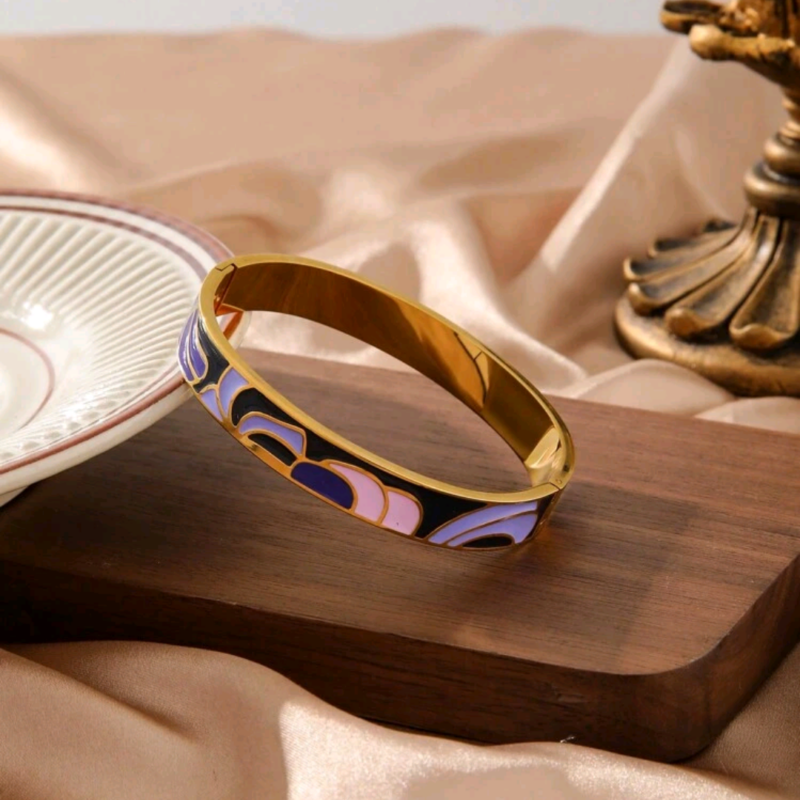 Enamel bangle - Black & Purple