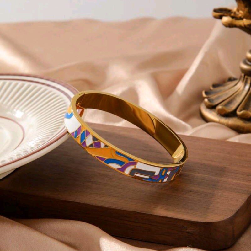 Enamel bangle - Orange & Blue