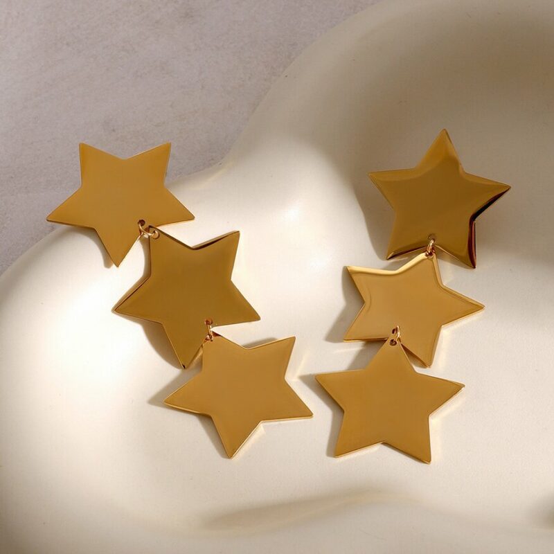 Triple star earrings