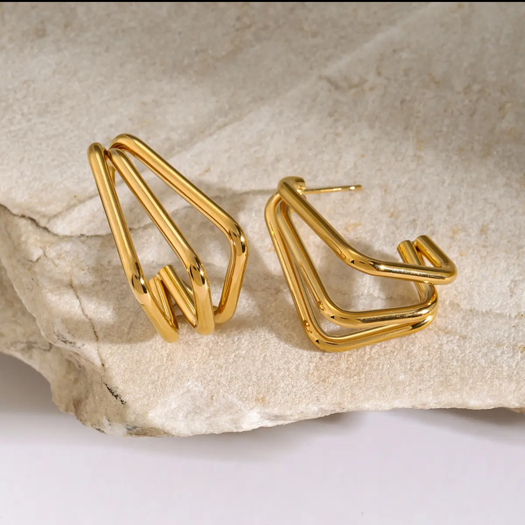 Geo hoops gold